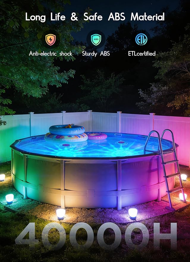 Floating Solar Pool Lights 4 Pack, RGBWW 12 Lighting Modes, 3 Dimming & Timing IP68 Waterproof with Remote Control, Solar Floating Pool Lights for Above Ground Pools Inground Pools Accessories Bathtub