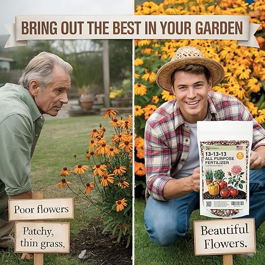 Gardenera 13-13-13 Slow Release Granular Fertilizer – All Purpose Plant Food 13 13 13 for Outdoor Grass, Vegetables, Roses, Flowers, Shrubs, Trees. Lawns, Gardens, Potted Plants (10 Quarts)