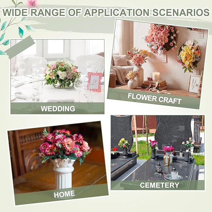 Chunful 6 Pack Cemetery Vase Floral Foam Inserts 1.25 x 5.8 Inch Round Green Floral Foam for Artificial Flowers Dry Foams for Grave Vase Headstone Flower Arrangement