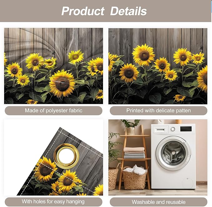 6 * 13FT Summer Sunflower Fence Garage Door Cover Decorations Sunflower Garage Door Banner for Outdoor Indoor Summer Party Photography Backdrop