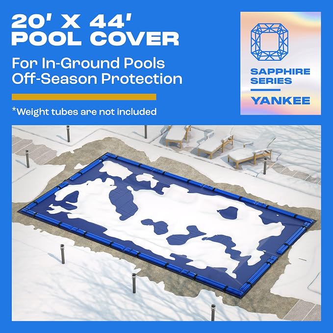 Yankee Pool Cover for 20x44 ft Rectangular Pool: Extra Thick & Durable | Sapphire Series of Premium Cold- and UV-Resistant In-Ground Pool Protection