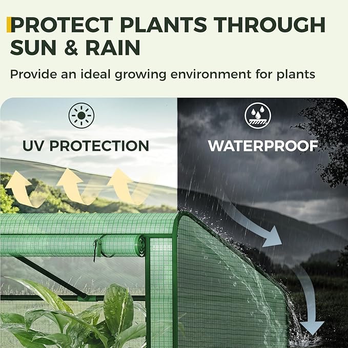 Gentingbro Greenhouse for Outdoors Portable Lean to Green House Heavy Duty with Roll-Up Zippered Door Tall Plastic Greenhouses for Outside Plants Growing Shed Tent for Backyard 79 x 31 x 59-Inch