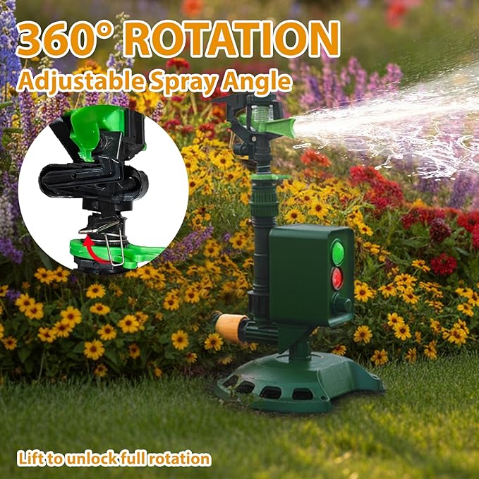 Solar Powered Motion Sensor Animal Repellent Sprinkler with Flashing Light, IP65 Waterproof Outdoor Deer & Dog Deterrent for Garden and Lawn Protection