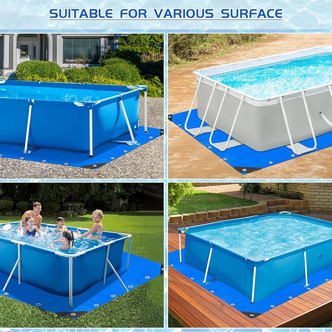 24 x 12 Ft Pool Liner Pad for Above Ground Pools, Thickened Pool Mat Tarp for Under Pool, Dual-Color Pool Ground Pad Cloth Floor Mat for Pool Bottom, Puncture Protection & Extend Liner Life