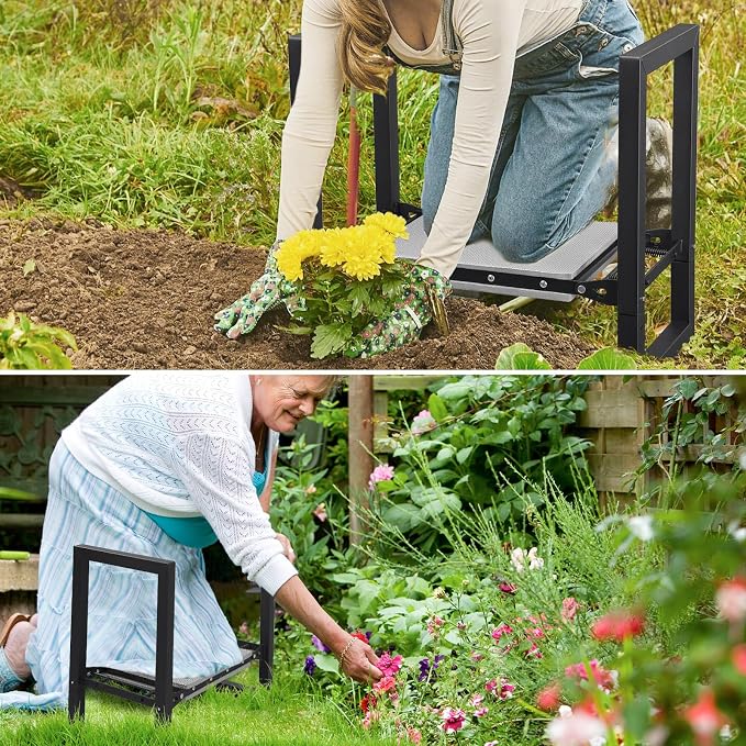 Garden Kneeler and Seat, Foldable Garden Stool 400lbs Heavy Duty, Protects Knees and Back, Ideal for Women, Men, and Seniors Gardeners, Large Size 19"x10.6"x18.5"