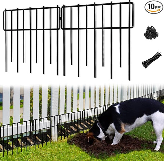 Animal Barrier Fence, 10 Pcs Upgrade 1.26 in Gap Decorative Fences No Dig Fence for Rabbits and Dog Ground Defense, Rustproof Metal Wire Garden Fence Border for Garden & Patio Landscaping