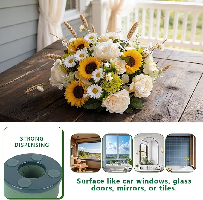 6 Pcs Mini Floral Foam Holder for Wine Bottle, Green Floral Foam Round with Plastic Base, Floral Arrangement Supplies for Wedding Party Table Wine Bottle Decor (6)