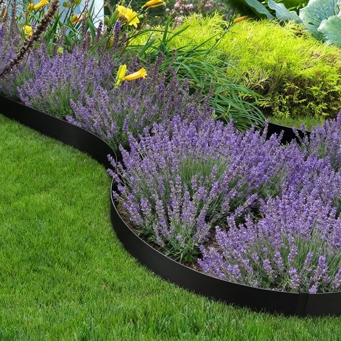 40“L X 8" H Galvanized Steel Landscape Edging, Metal Lawn Edging,6 Pack | Metal Landscape Edging Border,Hammer-in, Flexible,No Dig,6 Clips,For Lawn, Pathway & Yard
