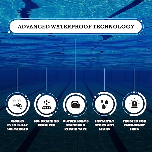 Burro Adhesives Waterproof White Pool Tape 4" x 10' - Heavy Duty PVC Vinyl Pool Repair for Underwater & Dry Applications, Commercial & Residential Pools, Instantly Seals Leaks