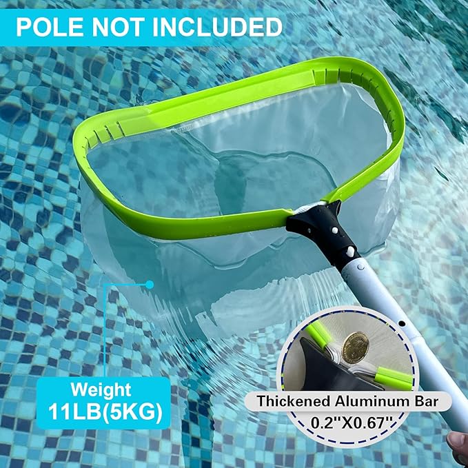 Pool Net,Professional Ultra Fine Mesh Pool Leaf Skimmer Nets for Silt, Sand,Pollen Debris Cleaning with Super Extra Fine Nylon Deep Bag,Heavy Duty Aluminum Frame & Handle Rake(Pole Not Included)