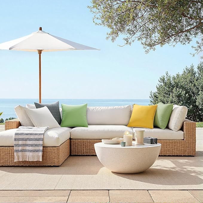 MIULEE Pack of 2 Outdoor Waterproof Pillow Covers Decorative Farmhouse Throw Pillow Covers Square Solid Color Couch Pillow Covers Spring for Patio Tent Bed Sofa Living Room 18x18 Inch Sage