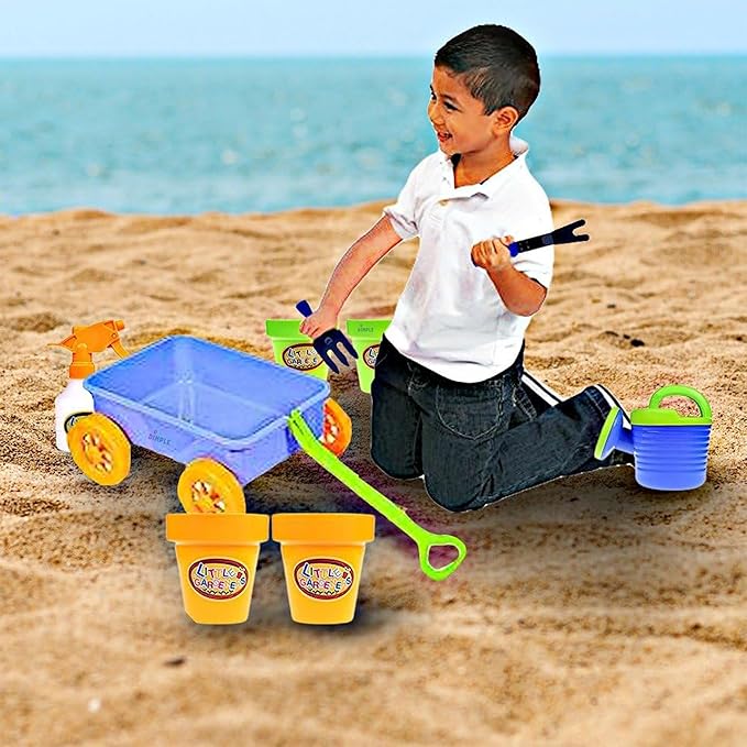 Dimple Garden Wagon & Tools Toy Set, Kids Gardening Set - 15 Pcs Outdoor Toys for Toddlers 1-3, Sand Toys - Sturdy & Durable - Top Yd, Beach, Sand, Garden Play Set for Kids & Toddler Gardening Tools