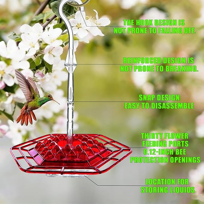 Hummingbird Feeder for Outdoors Hanging,Easy to Clean and Refill,Ant Proof No Leak,with 30 Feeding Ports Saucer Humming Bird Feeder Hummingbird feeders for Window (Purple)