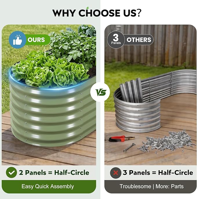 Raised Garden Bed 9x2 Ft, 17" Tall Galvanized Steel Metal Planter Box, 11-in-1 Modular Large Garden Bed Kits for Outdoor Vegetable Flowers, Olive Green