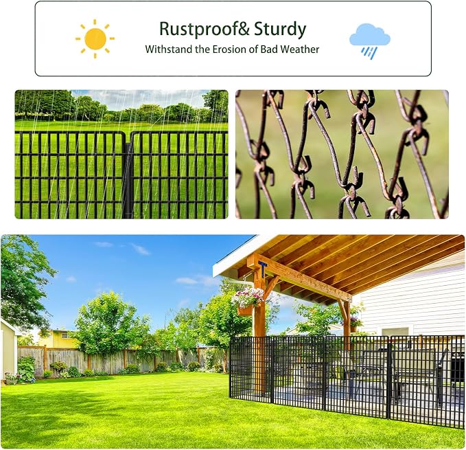 ULIOK 14 Panels Decorative Garden Fence Animal Barrier, Dog Fence Outdoor for Yard, 36 in(H) X 35.36 ft(W) No Dig Garden Fencing Outdoor, Dogs Rabbits Blocker Metal Wire Decorac Fences for Yard, Patio