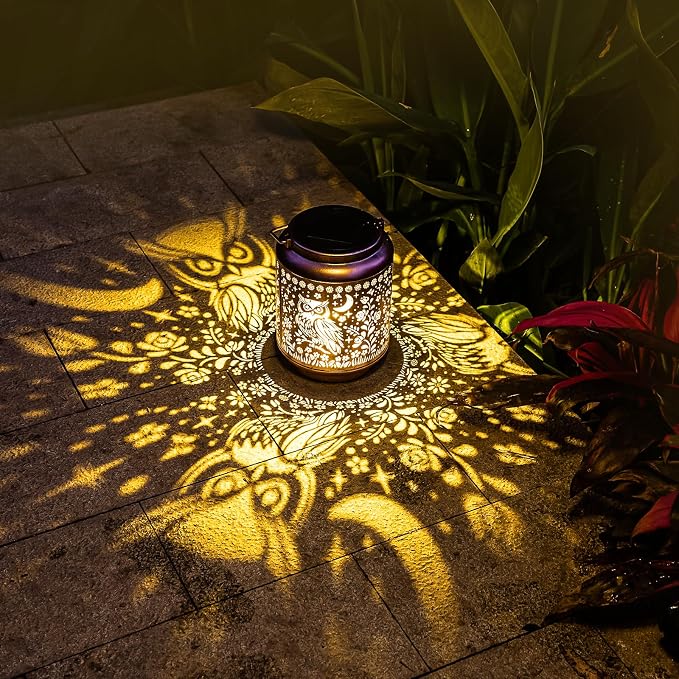 Solar Owl Lantern, OWL Lover Gifts, Metal Decorative Light for Yard, Patio, Lawn, Tabletop, Pathway, Landscape, Garden Decor