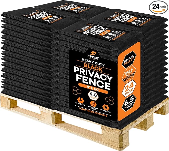 Xpose Safety Privacy Fence Screen 4’ x 50’ (24 Pack) – Heavy Duty Black Mesh with 90% Visibility Block, UV Protection – Includes Cable Ties – for Garden, Yard, Nursery, Kennel, Dog Run, Greenhouse