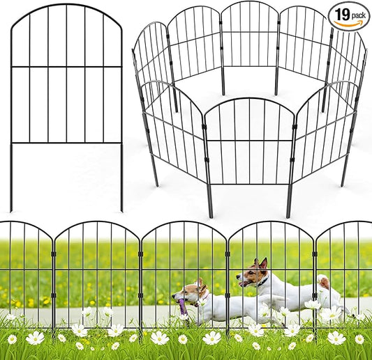 VANCASTLE Decorative Garden Fence Outdoor, 19 Panels Rustproof Metal Landscape Barrier Fence, Total 20ft (L) x 24in (H), Black Ornamental Fence for Yard, Patio, Lawn, Garden Bed, Easy to Install