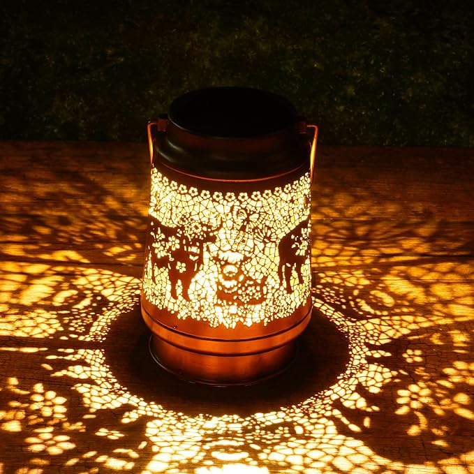 Highland Cow Solar Lanterns Outdoor Waterproof, Highland Cow Gifts for Women Hanging Solar Lights for Outside, Decorative Light for Garden Patio Porch Yard Decor