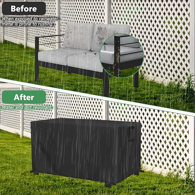 Kingling Outdoor Bench Cover for 2-Seat Aluminum Patio Sofa- Patio Sofa Covers Waterproof for Outdoor Seating Loveseat Covers Heavy Duty Couch Cover-50 L x 26" W x 25" H Inch(Black)