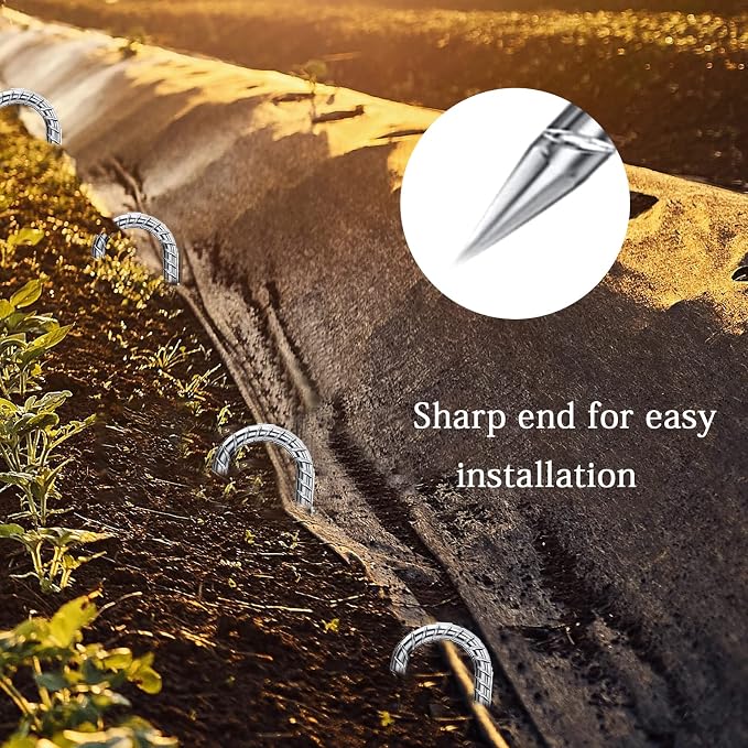 Rebar Stakes 12 Inch, Tent Stakes Heavy Duty Galvanized J Shaped 50 Pack Landscape Fabric Staples for Garden Weed Barrier Fabric Dog Fence Inflatable Camping Tents Artificial Turf