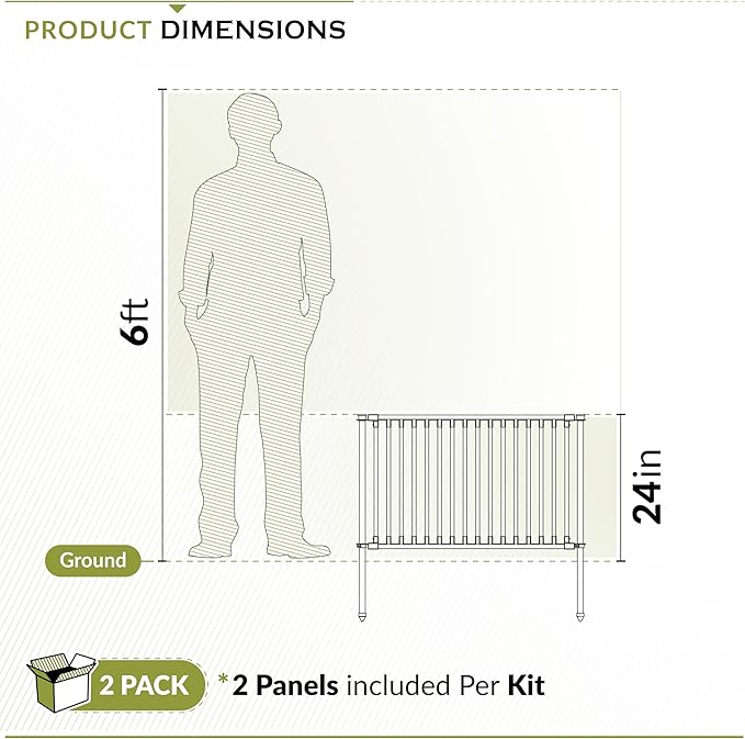 2ft H x 3ft W (2 Panels) No Dig Zippity Zurich Fence Kit, Poly-Steel Black Garden Fence for Small Dogs, 2ft High Yard and Garden Barrier Solution, Temporary Dog Panels for Outdoor Use, ZP19086
