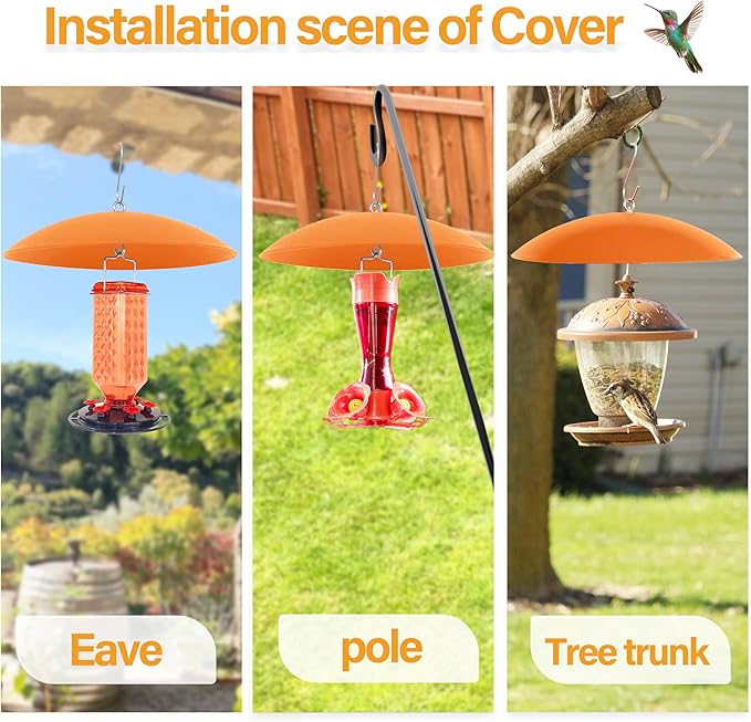 13" Hummingbird Feeder Shade Cover,Bird Feeder Dome Rain Cover,Smart Bird Feeders Umbrella,Squirrel Proof for Shepherd's Hook Outdoors(Terracotta), 3 Pack