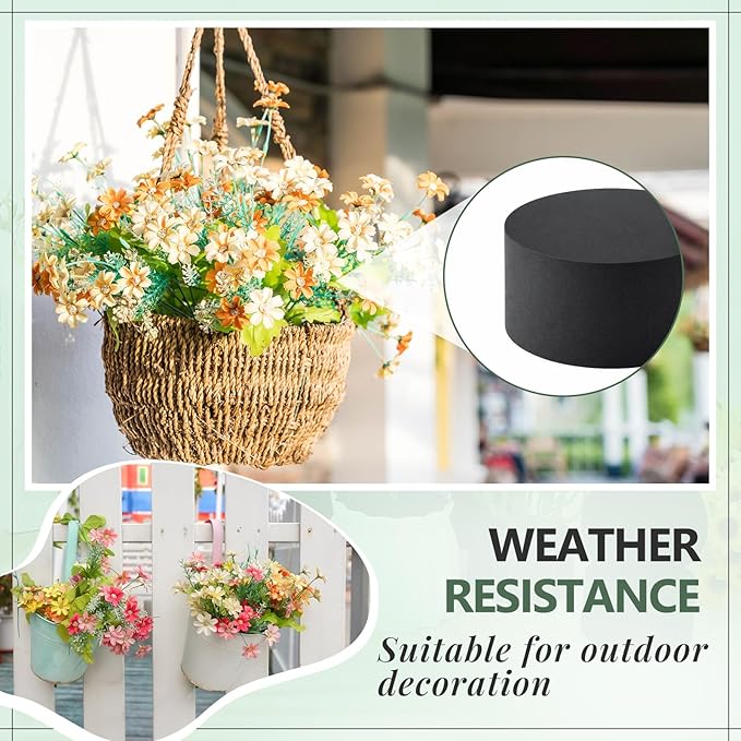 Lallisa 12 Pcs Black Round Reusable Floral Foam Blocks Water Weather Resistant Dry Floral Foam for Artificial Flower Arrangements Outdoor Hanging Florist Plant Bases for DIY Wedding (3.15 x 1.5)