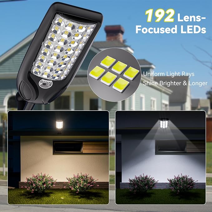 MMKT Solar Lights Outdoor, 12000W 3 Colors Commercial Solar Street Light, Solar Parking Lot Lamp,Dusk to Dawn Security Flood Lights with Motion Sensor&Remote Control Switch for Patio,Driveway