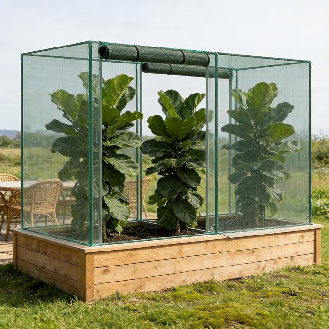 4 x 4 x 6 Ft Crop Cage for Garden Plants – Plant Protection Tent with Zippered Door, Raised Bed Cover & Sturdy Frame – Wind-Resistant Garden Bed Cover for Outdoor Vegetables & Flowers