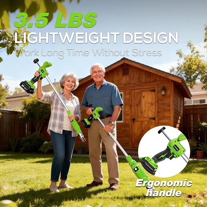 LITEKON Electric Cordless Weed Puller Tool, 20V Battery Powered Stand Up Weeder with 2.0Ah Battery & Fast Charger, Puller Tool with Long Handle, Crabgrass Piller& Dandelion Remover for Garden, Green