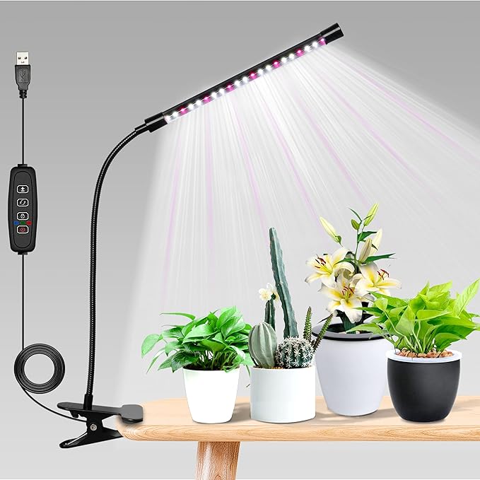 iPower LED Grow Lights with Full Spectrum Plant Growing Lamp for Indoor Plant, 3 Modes Timing Function, 1 Tubes, White