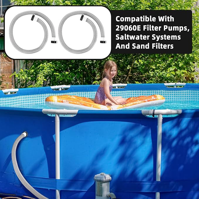 2 Pack 1 1/2 Pool Hose for Above Ground Pools 6ft Long Pool Pump Replacement Filter Hoses 1.5" EVA Swimming Pools Filter Hose for Filters Pumps, Saltwater Systems and Sand filters (Black)