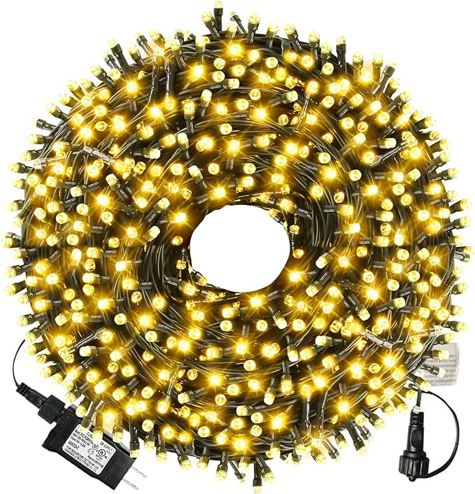 XTF2015 105ft 300 LED Christmas String Lights, End to End Plug 8 Modes Christmas Lights UL Certified Outdoor Indoor Fairy Light Christma s Tree, Patio, Garden, Party, Wedding, Holiday (Warm White)