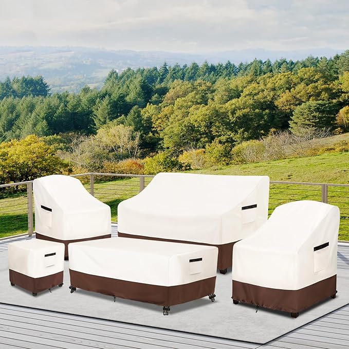 sileyo Patio Sofa Covers,100% Waterproof 3-Seater Outdoor Loveseat/Bench Cover,Patio Furniture Covers,76" Wx 32" Dx 32" H,Beige&Brown