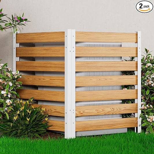 Outdoor Privacy Fence Wood Fence Privacy Screen No Dig Fence Panels Fencing for Garden Patio Pool Equipment Enclosure for Outside (Louvered-38 W x 42" H(2-Panel),White)