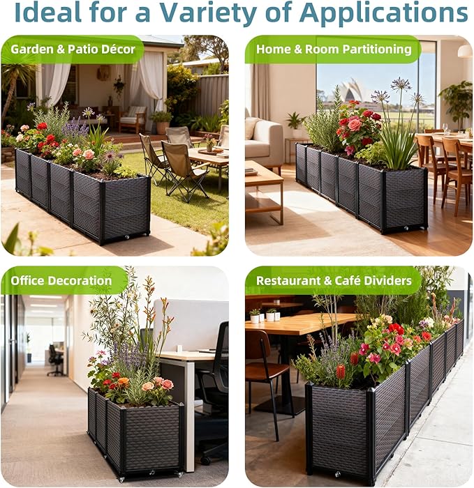 Large Raised Planter Box Outdoor Self Watering 78.7"x15.7"x14.2", Deep Raised Garden Bed - Elevated Garden Box with Drainage Plug, Rectangular Garden Planter Perfect for Patio Balcony Deck