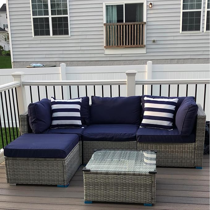 No Stretch,9Pack Outdoor Cushion Covers for 5Pcs 4-Seater Patio Furniture | 600D Oxford Cloth,Patio Sectional Sofa Chair Couch Seat Cushion and Pillow Slipcovers Replacement,Cream-Covers Only