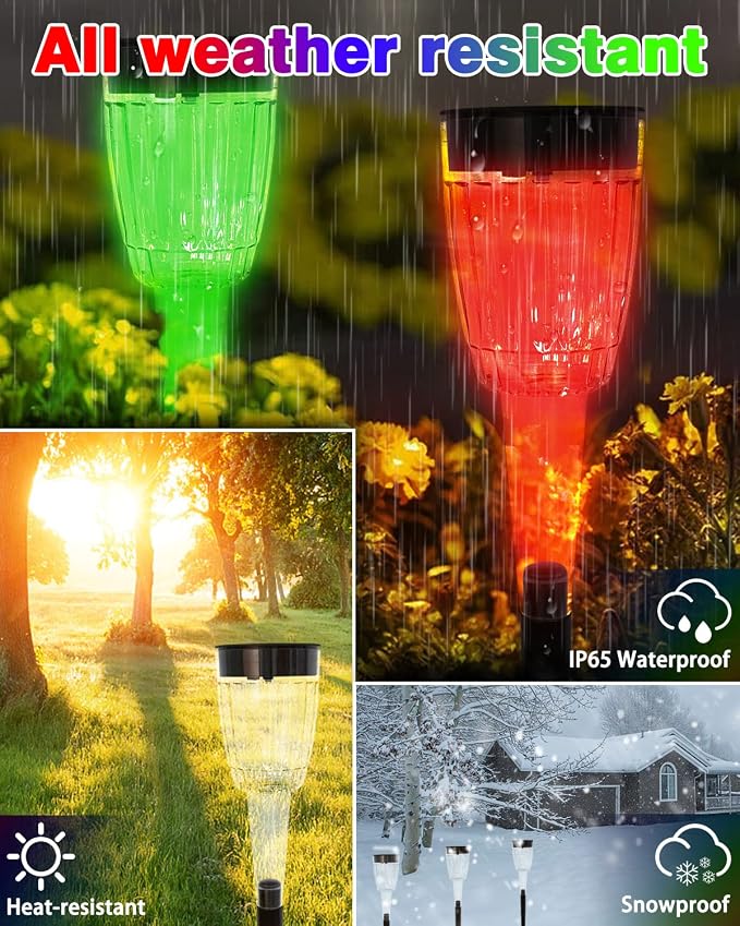 FREECUBE Solar Pathway Lights Outdoor 8 Pack, Color Changing LED Solar Garden Lights with 4 Lighting Modes, Waterproof Auto On/Off Landscape Lights for Walkway Yard Patio Lawn Driveway Holiday Decor