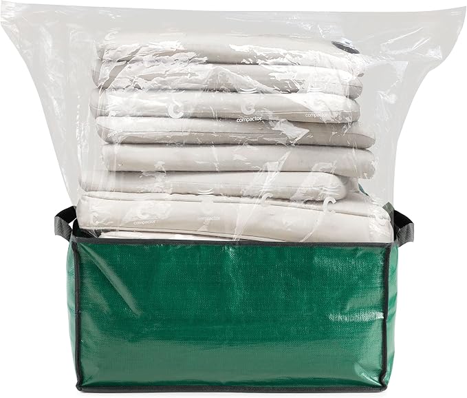 Compactor Heavy-Duty Storage Bags, Vacuum Storage Bag with Outdoor Storage Box, Waterproof Bag for Dining and Patio Chair Cushions, Fits All Vacuum Models, XXXL, 33 Lbs, Green