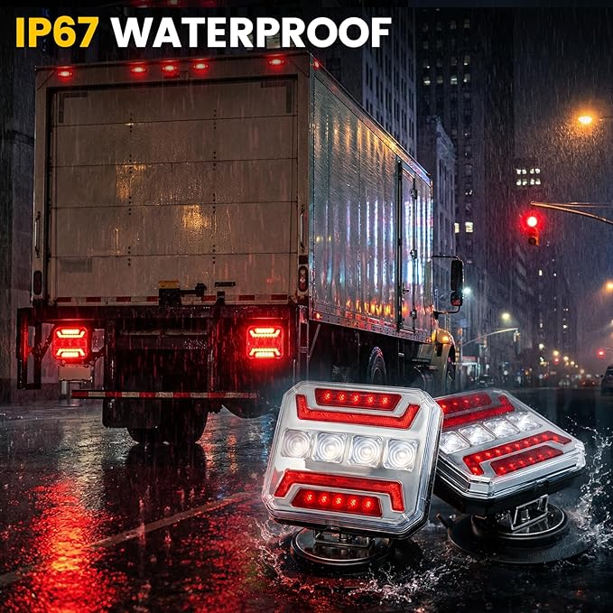 Wireless Trailer Lights, 2026 NEW 110° Rotatable Magnetic LED Trailer Lights with Reflectors, 2 Mounting Options, IP67 Waterproof, Rechargeable Tow Light for Boat RV Camper Caravan