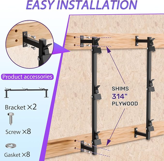 WooFog Weed Eater Rack for Enclosed Trailer, Trimmer Rack for Enclosed Trailer, Weed Wacker Rack for Trailer, Weed Wacker Holder for Trailer, Enclosed Trailer Accessories for Inside