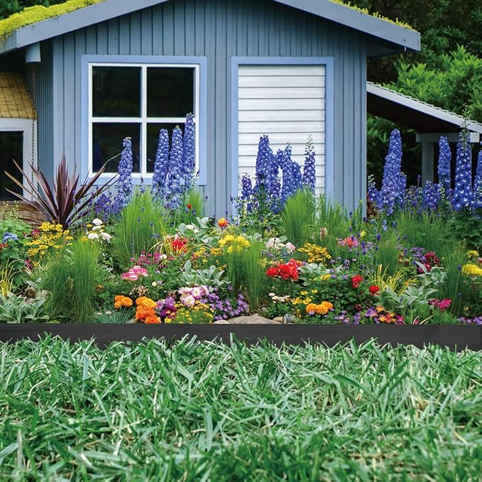 Landscape Edging 2in x 33FT Garden Edging Kit with 120 Spikes(33feet-Black)