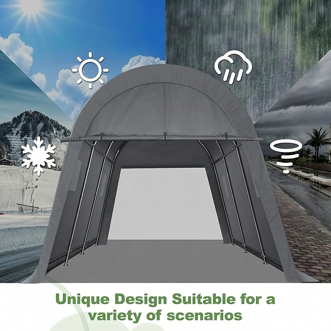COBIZI Carports 10x20 Heavy Duty Car Canopy Garage with Removable Doors & Vents, Galvanized Frame Portable Carport Canopy Outdoor Storage Shelter with All-Season Tarp for Car Boat Truck, Gray