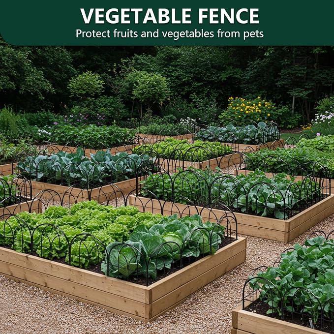 Small Garden Fence Animal Barrier, W12.55*H6.53 Decorative Fence Panel, No Dig Fences Barrier, Arch 26 Pcs Black Metal Fencing, Garden Border Edging Fences, Dog Fencing Blocker for Yard, Flower Bed