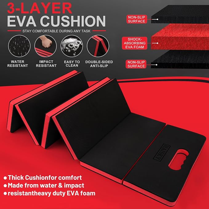 Foldable Mechanic Mat Kneeling Pad, 1.2" Extra Thick Density EVA Foam Portable 5-Fold Kneeling Mat, 47" x 18" for Working under Car, Gardening, Yardwork, Workshop Repairing, Camping