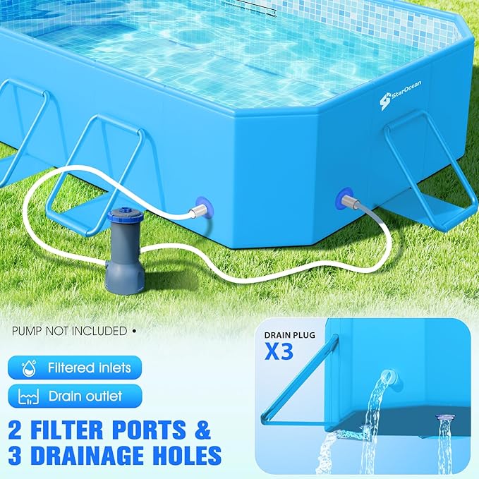 StarOcean 2026 Foldable Pool, Large Non-Inflatable Swimming Pool for Kids,Adult Collapsible Pools Hard Plastic Shell, Oversized Thickened,Portable Folding Kids Pools for Backyard 90"x50"x20"-LightBlue