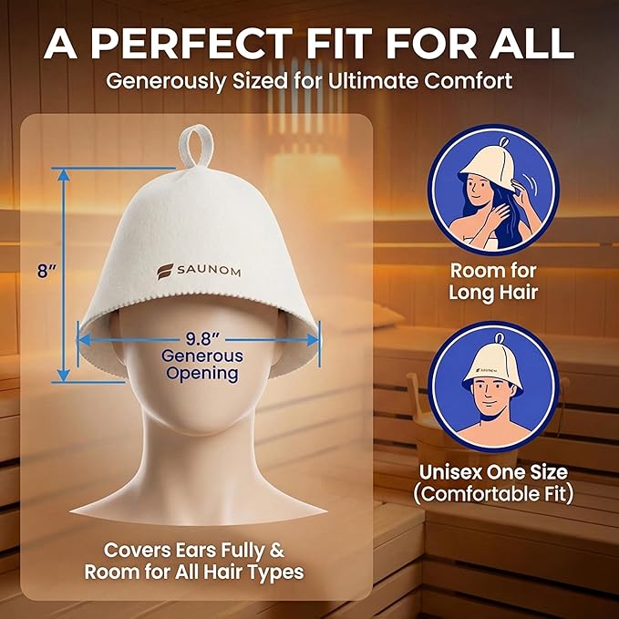 Premium Ultra Soft Sauna Hat for Women and Men — 100% Merino Wool — Ultra Soft, Breathable, Itch-Free and Odor Resistant Sauna Cap — Ideal Banya Hat