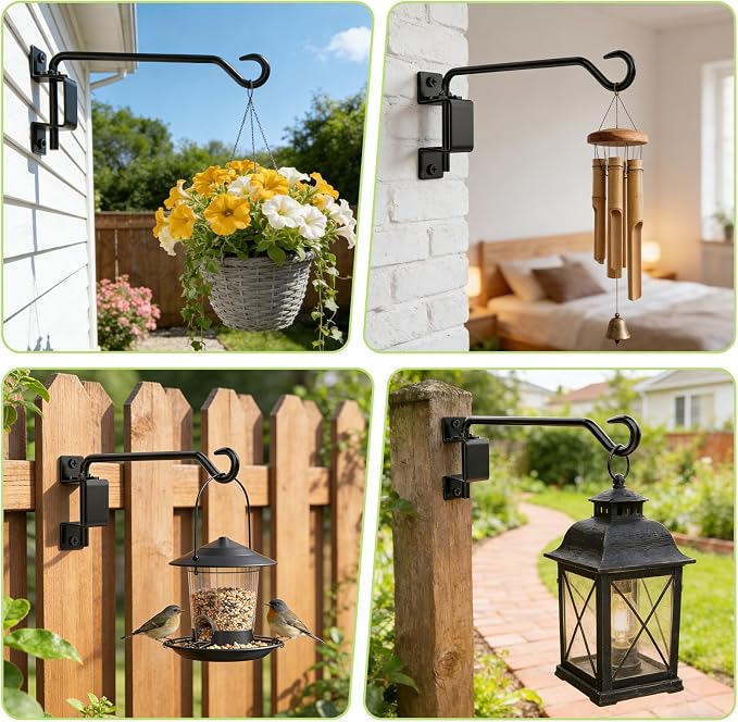 12 Inch Plant Hangers Outdoor,Plant Hooks for Hanging Plants Baskets Bracket Wall,2 Pack Swivel Plants Hanging Hooks Hanger Baskets for Bird Feeder Wind Chime Flower Lantern for Outside