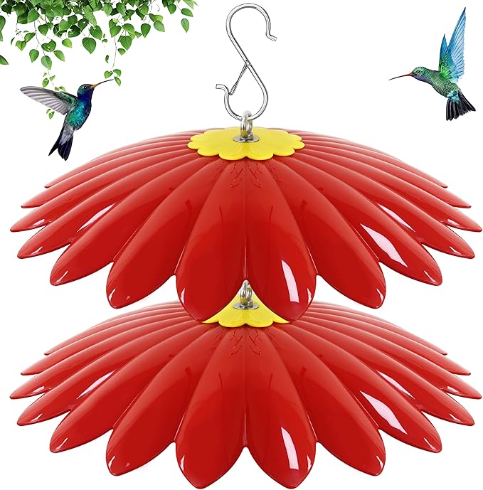 13.5 inch Bird Feeder Rain Guard,Hummingbird Feeder Shade Dome Cover,Umbrella Cover for Bird House for Outdoor,Squirrel Baffle(Red) 2 Pack